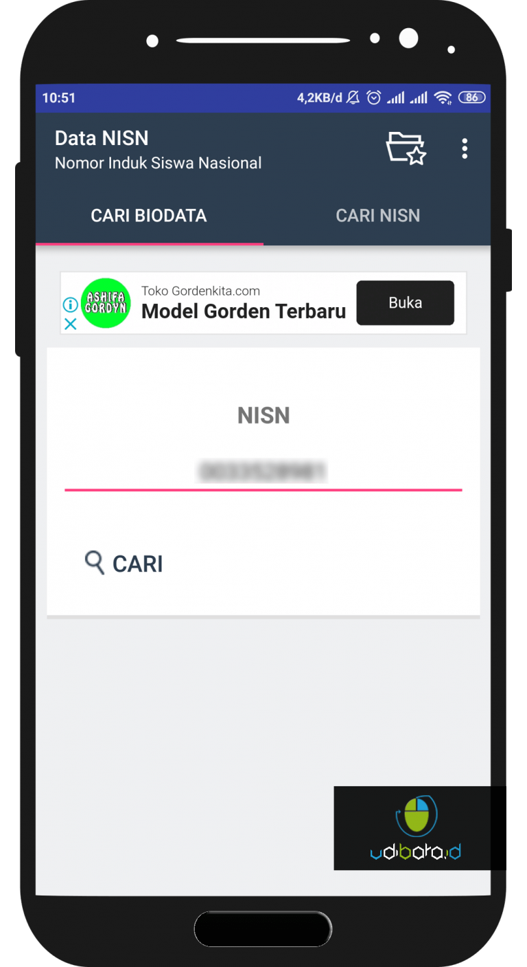 Cek NISN Siswa TK, SD, SMP, SMA / SMK di Android - UdibaraID