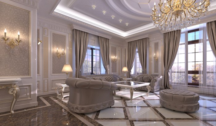 Room living interior elegant classic design style walls classical color decor scheme reflection